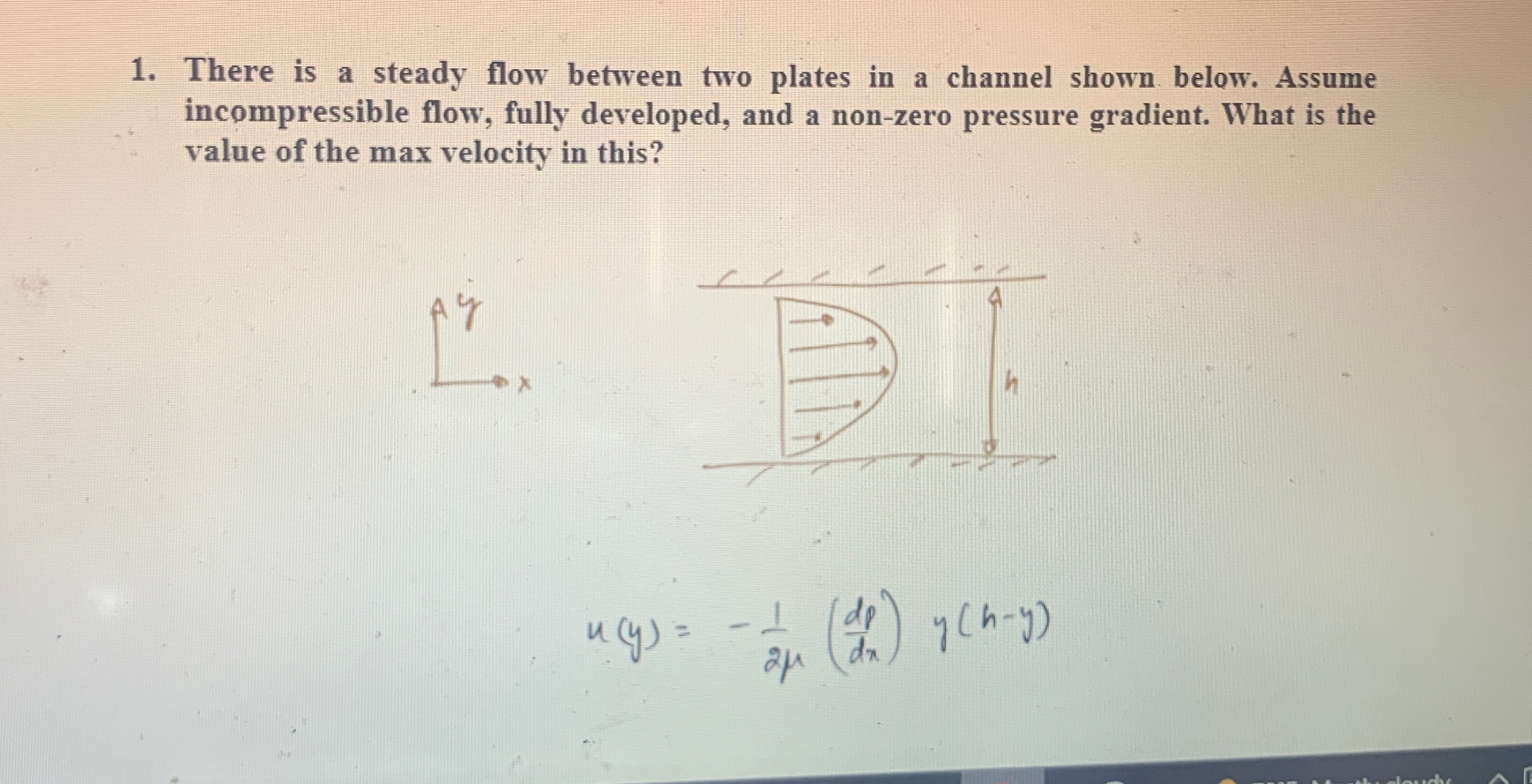 There is a steady flow between two plates in a | Chegg.com