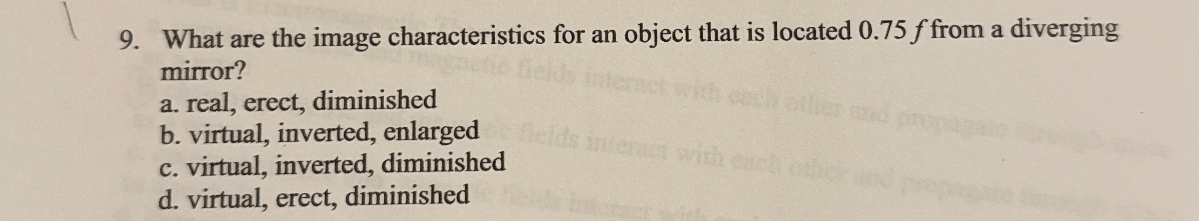 Solved What are the image characteristics for an object that | Chegg.com