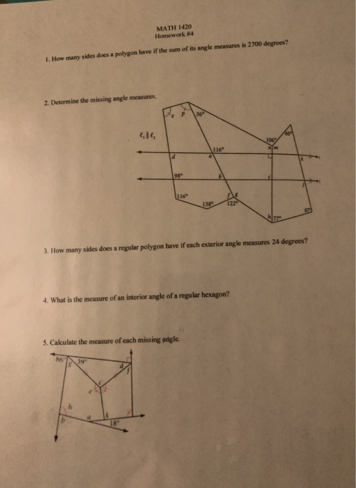 Solved Math 1420 Homework 4 2700 Degrees 1 How Many Sid