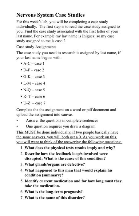 assignment 4.1 nervous system disorders and case study