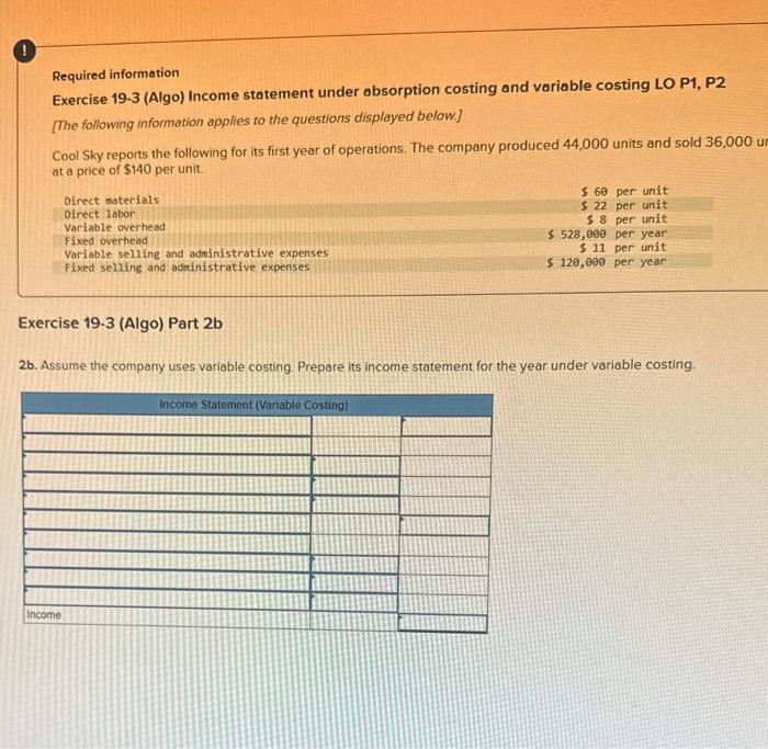 Solved Required Information Exercise 19-3 (Algo) Income | Chegg.com