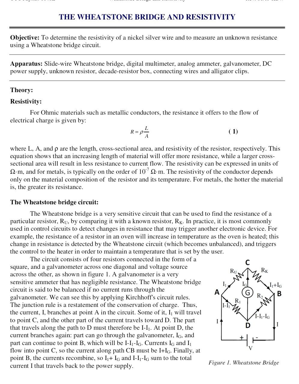 Solved SECTION PARTNER(S) THE WHEATSTONE BRIDGE AND | Chegg.com