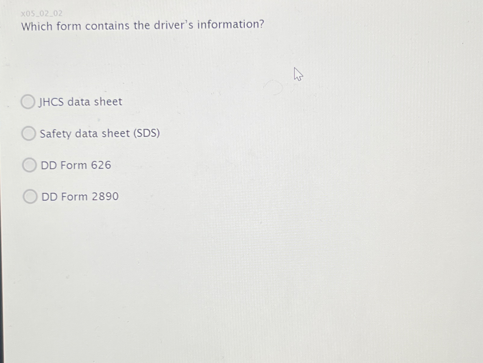 Solved X05_02_02Which form contains the driver's | Chegg.com