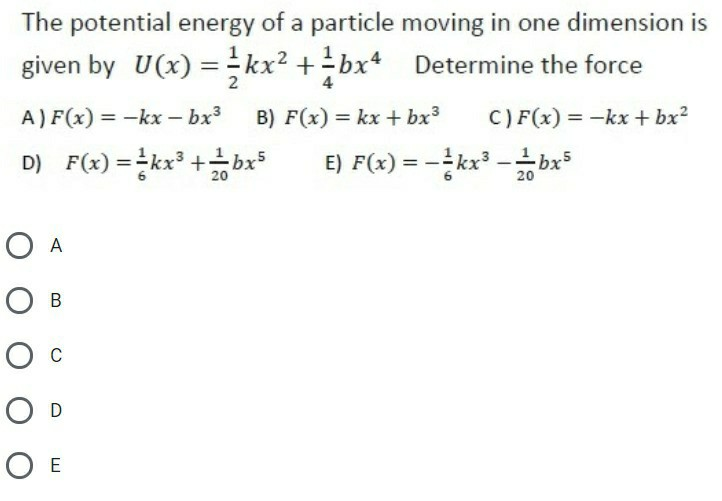 Solved The potential energy of a particle moving in one | Chegg.com