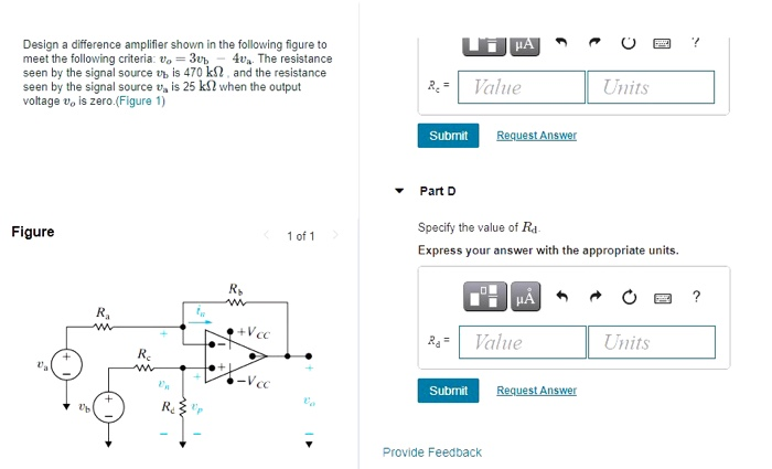 Solved Design a difference amplifier shown in the following | Chegg.com
