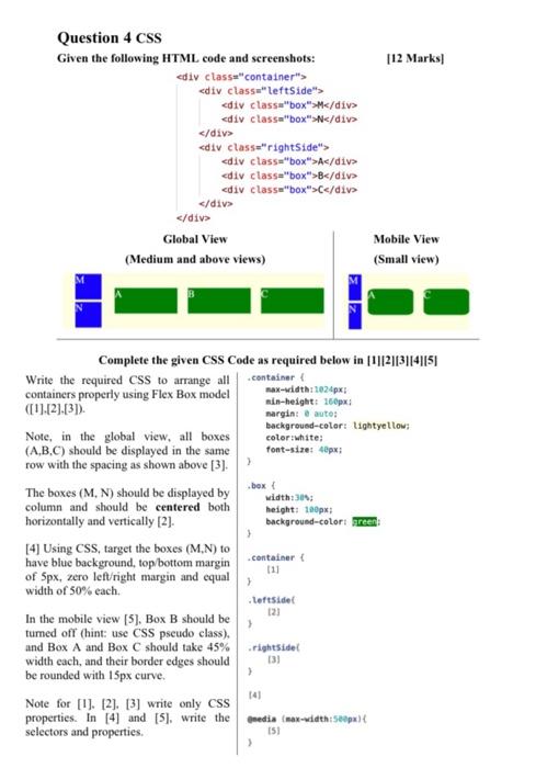 Solved Question 4 CSS Given The Following HTML Code And | Chegg.com