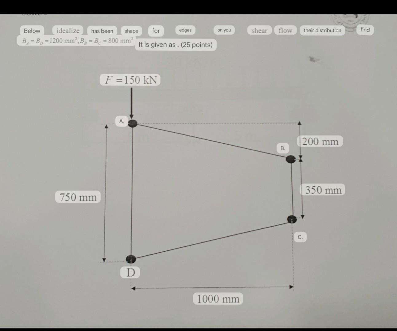 Solved BA=BD=1200 Mm2,BB=BC=800 Mm2 | Chegg.com