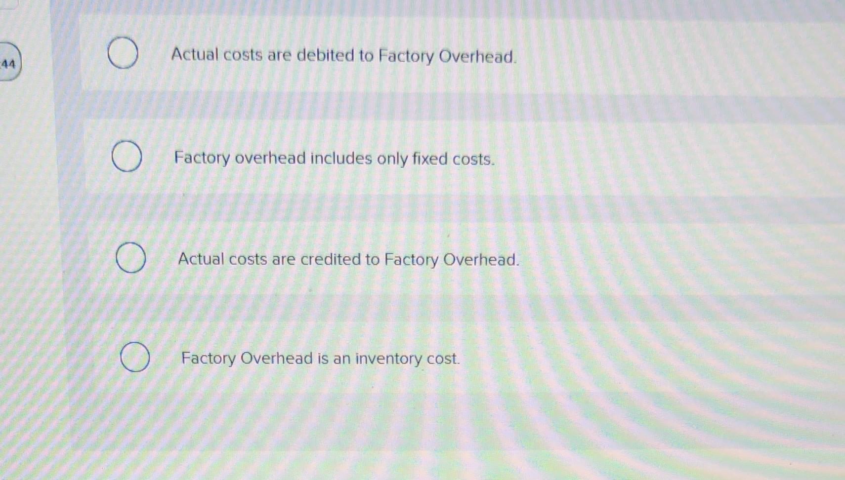 which of the following is not factory overhead