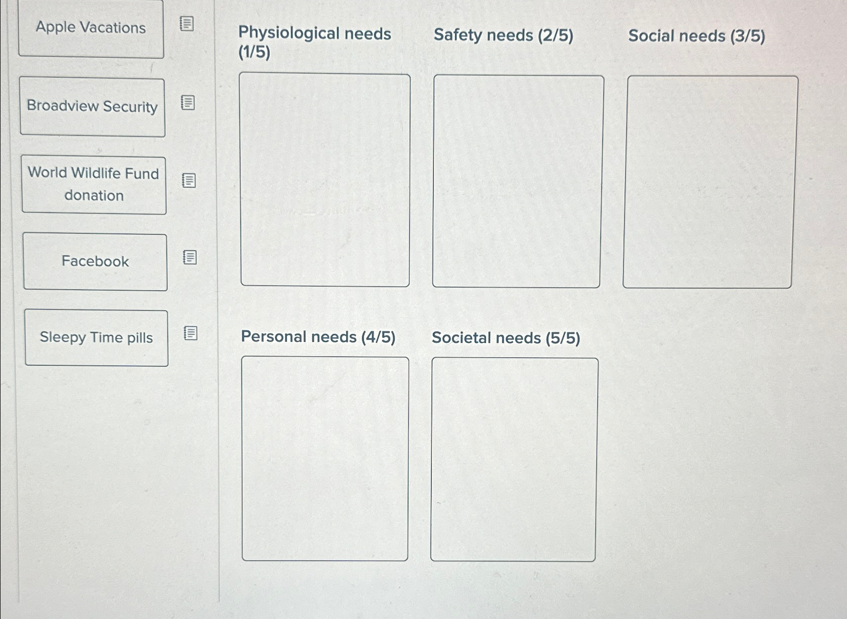 Solved Apple VacationsWorld Wildlife Fund donationSleepy | Chegg.com