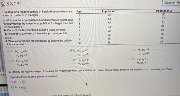 Solved 8.3.29 Question He The data for a random sample of 8 | Chegg.com