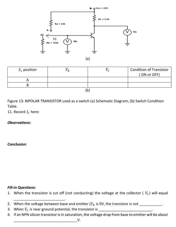 Solved EXPERIMENT NO. 7 BIPOLAR TRANSISTOR AS A SWITCH