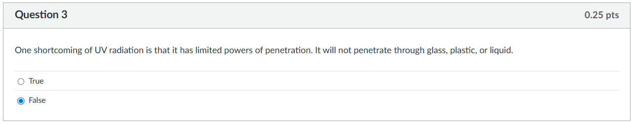 Solved Question 3One shortcoming of UV radiation is that it | Chegg.com