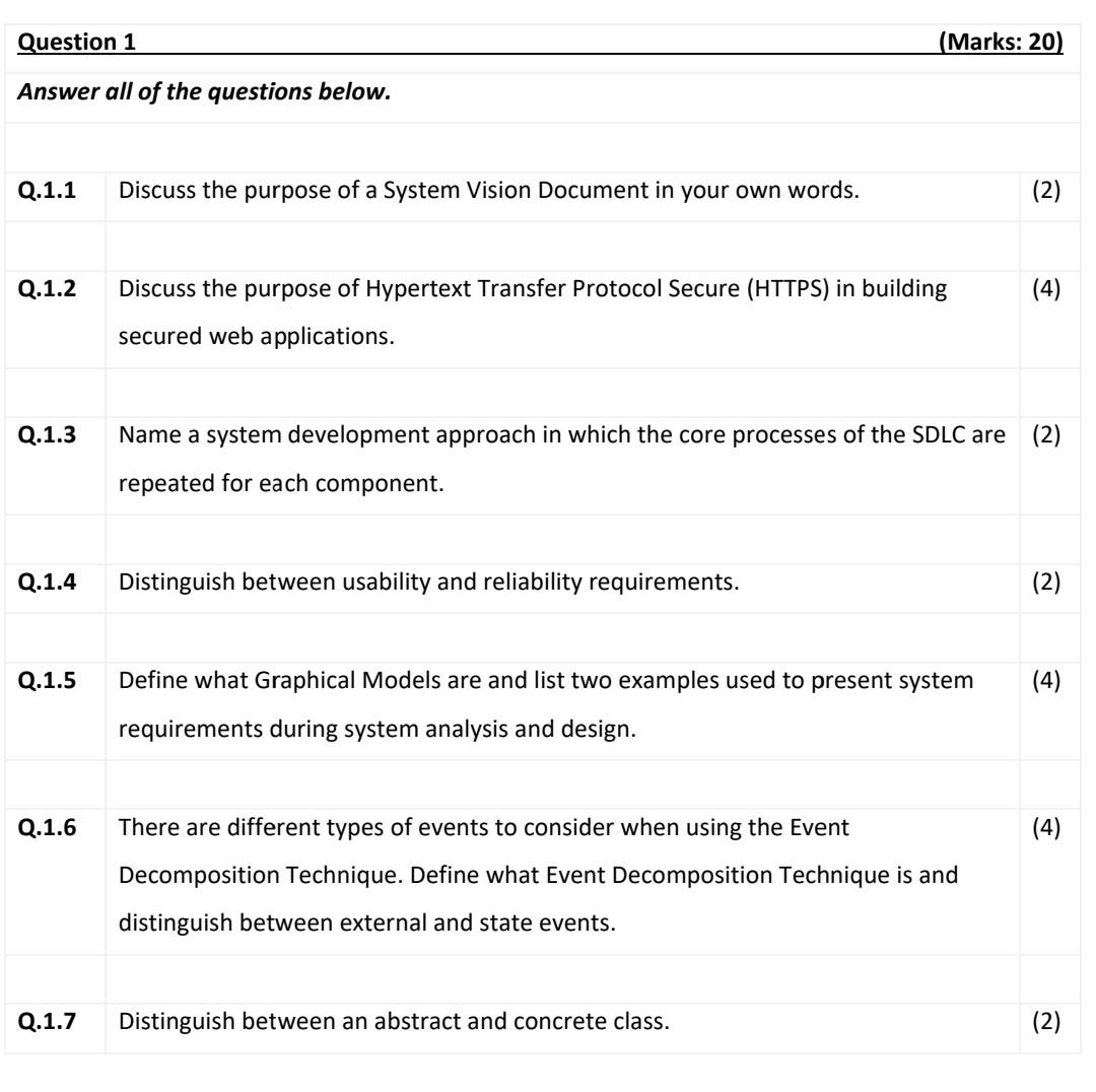 Solved Question 1 (Marks: 20) Answer all of the questions | Chegg.com