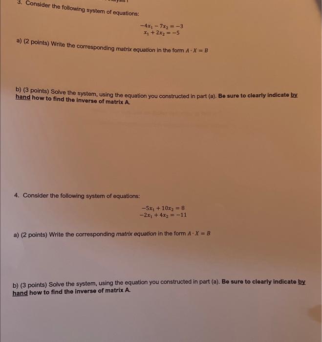 Solved 3. Consider the following system of equations: | Chegg.com