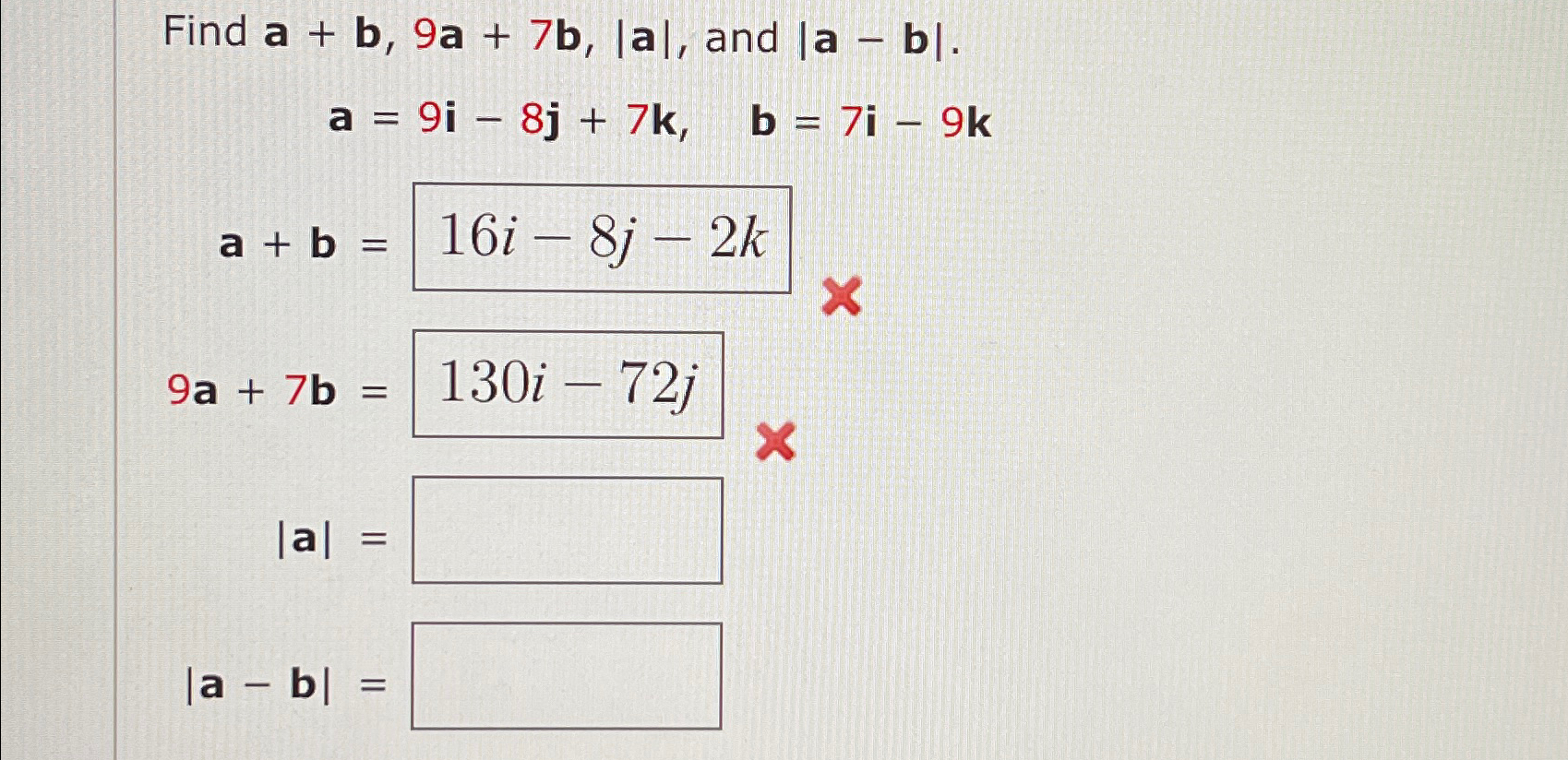 Solved Find A+b,9a+7b,|a|, ﻿and | Chegg.com