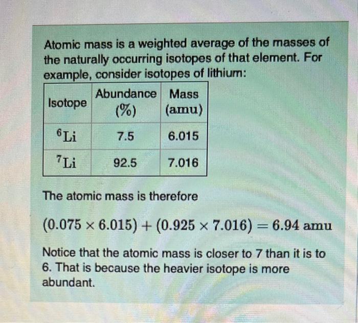 the weighted average mass of an element's naturally occurring isotopes is called