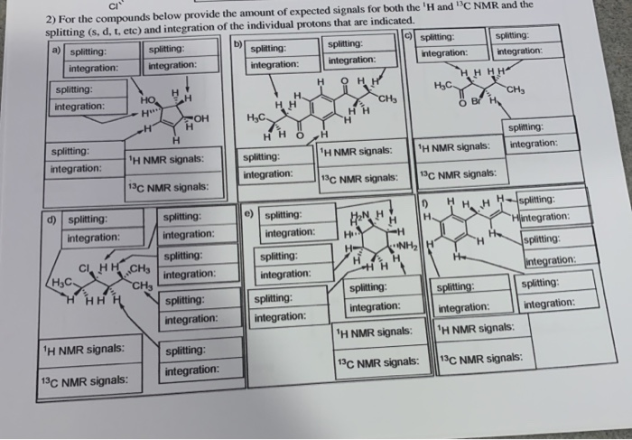 Hs Splitting Solved c) splitting a) splitting H HO H H 2) For the | Chegg.com