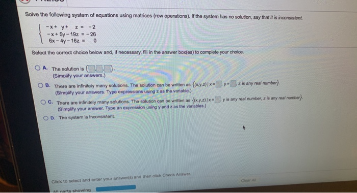 Solved Solve the following system of equations using | Chegg.com