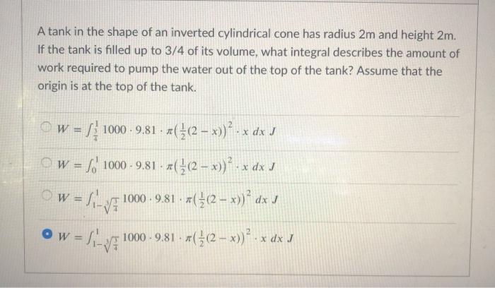 Solved A tank in the shape of an inverted cylindrical cone | Chegg.com