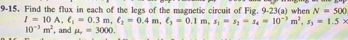 Solved 15. Find the flux in each of the legs of the magnetic | Chegg.com