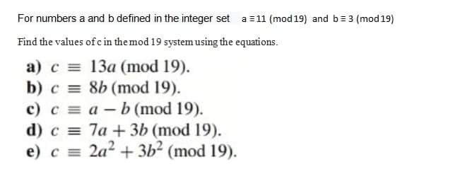 Solved For Numbers A And B Defined In The Integer Set A 11 | Chegg.com