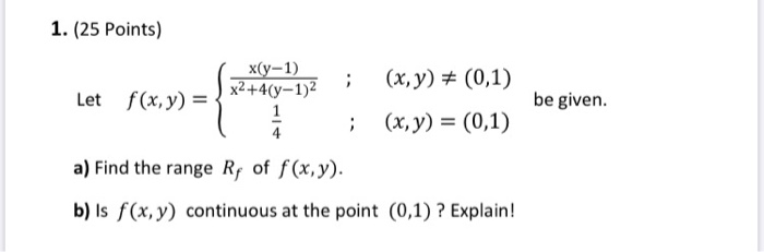 Solved 1 25 Points Y 0 1 X Y 0 1 Let F X Chegg Com
