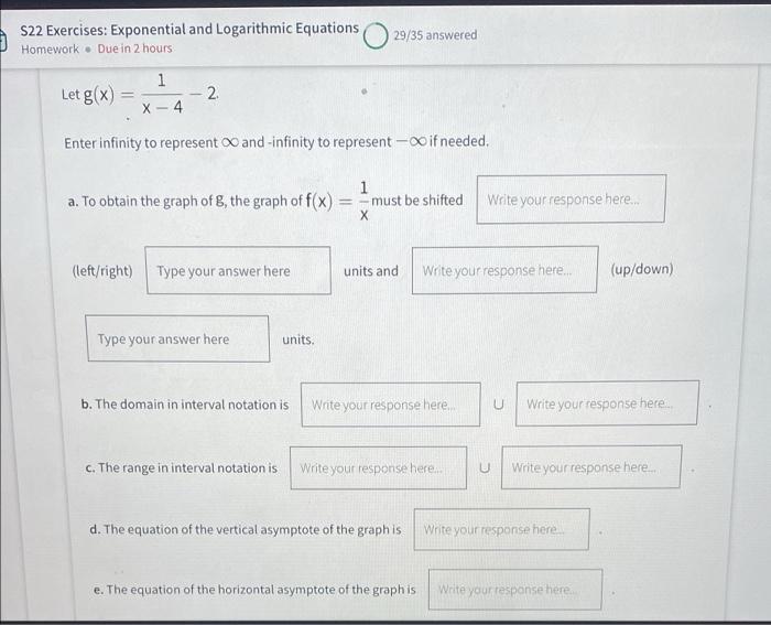 Solved S22 Exercises: Exponential and Logarithmic Equations | Chegg.com