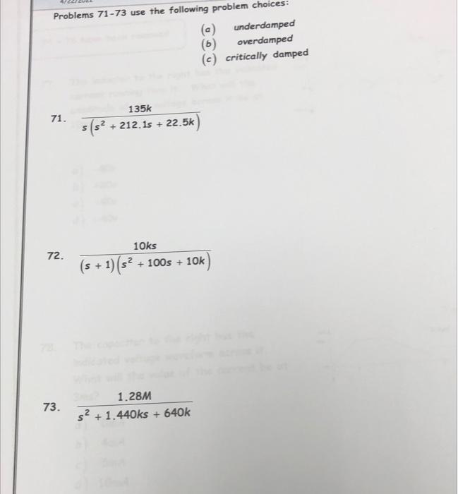 Solved Problems 71-73 use the following problem choices: (a) | Chegg.com
