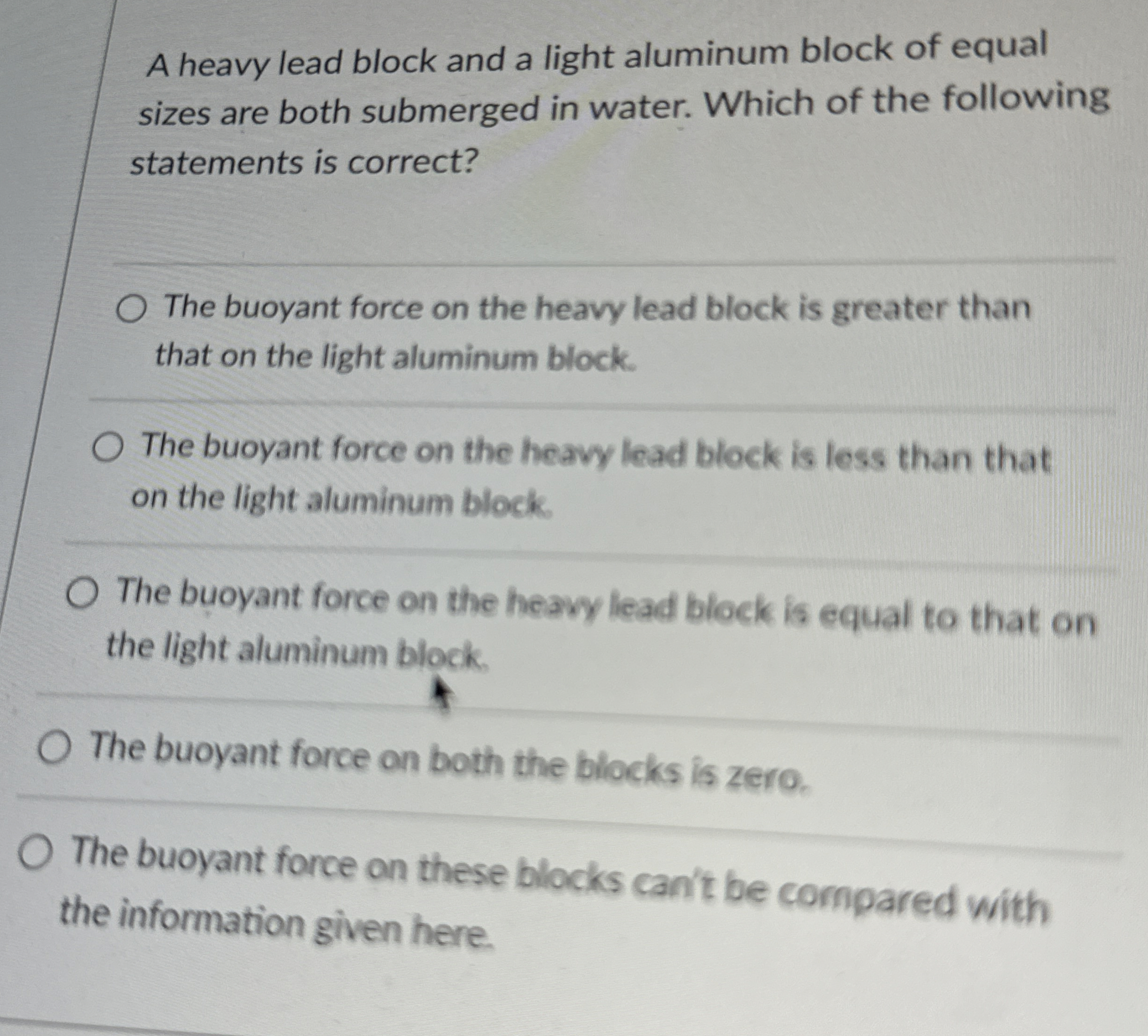 Solved A heavy lead block and a light aluminum block of | Chegg.com