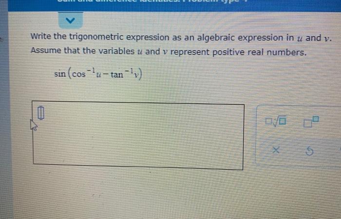 Solved Write the trigonometric expression as an algebraic | Chegg.com