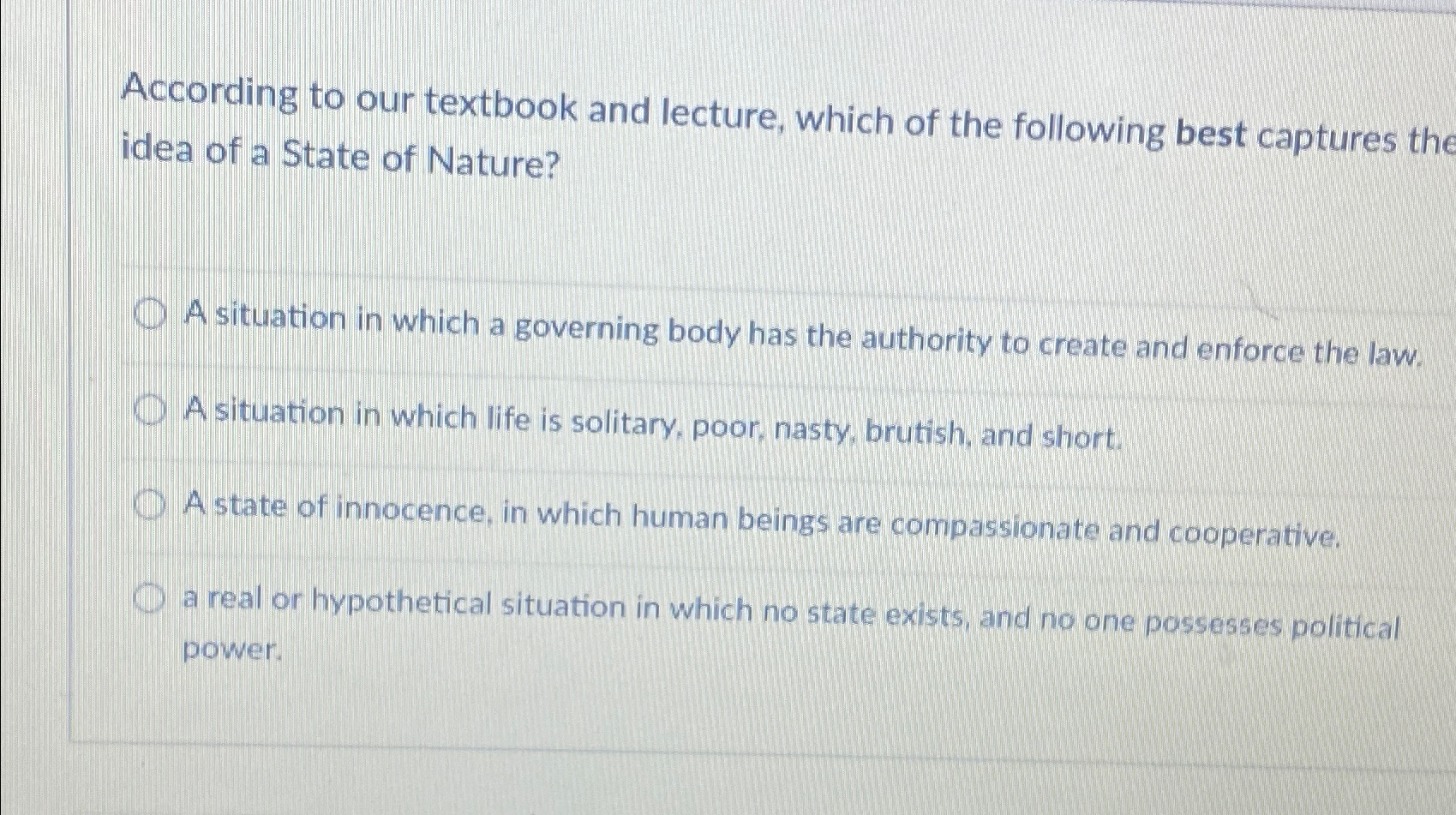 Solved According to our textbook and lecture, which of the | Chegg.com