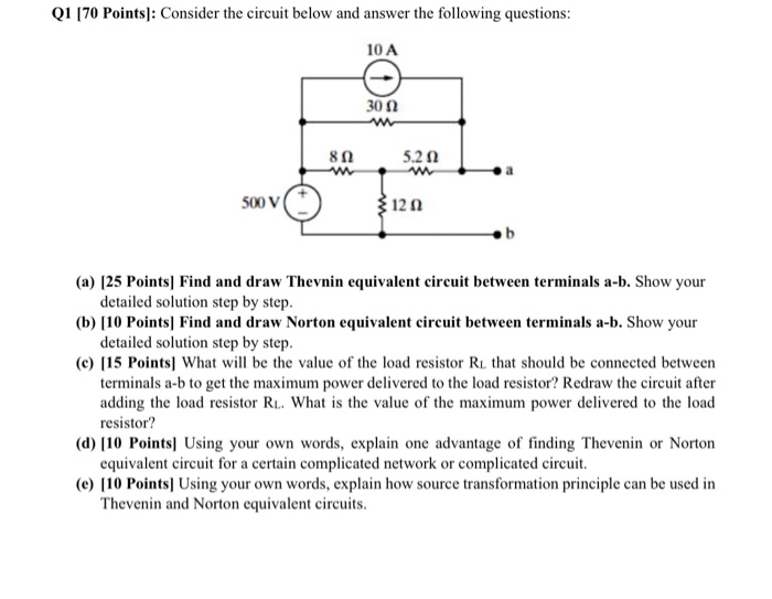 Solved Q1 170 Points): Consider the circuit below and answer | Chegg.com