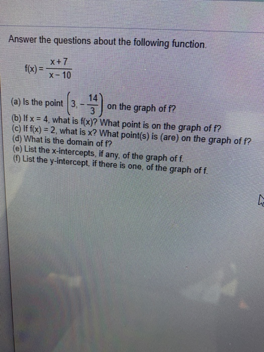 Solved Answer The Questions About The Following Function Chegg Com