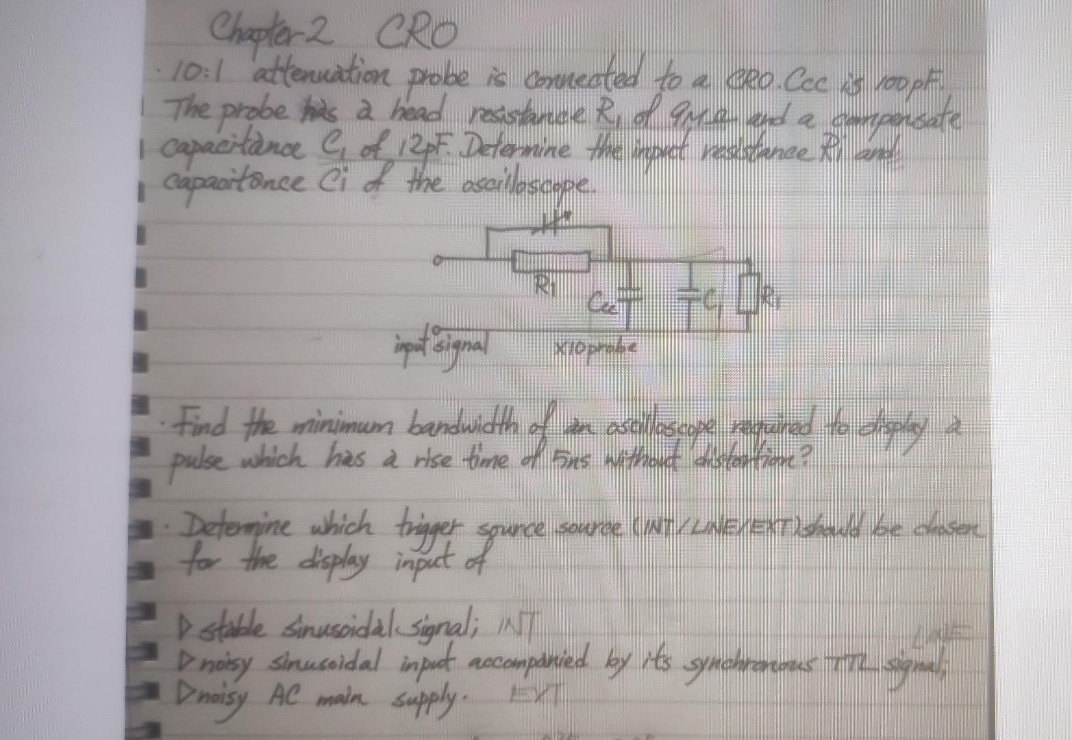 Solved Chapter 2 CRO 101 attenuation probe is connected