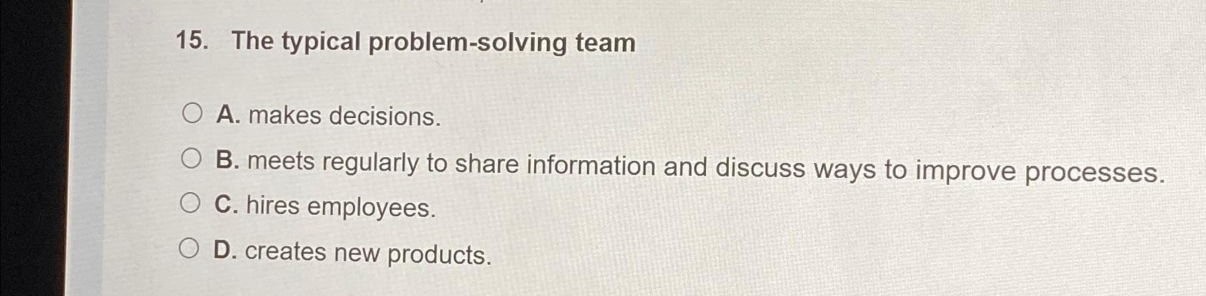 the typical problem solving team quizlet