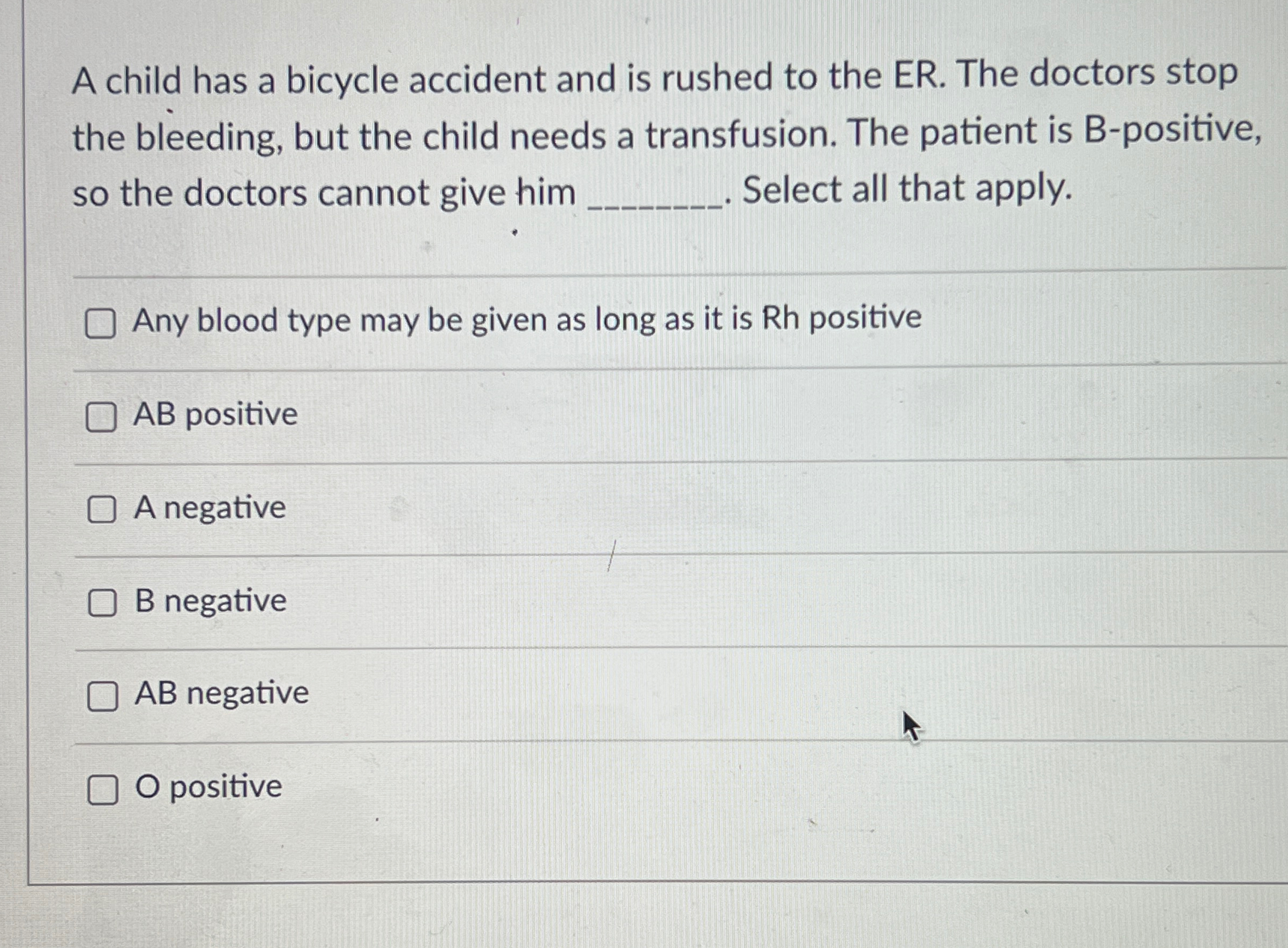 Solved A child has a bicycle accident and is rushed to the | Chegg.com
