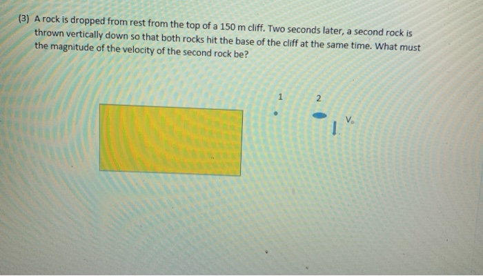Solved (3) A rock is dropped from rest from the top of a 150 | Chegg.com