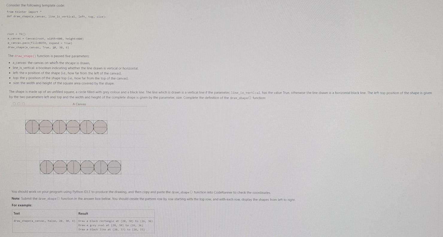Consider the following template code: from tkinter | Chegg.com
