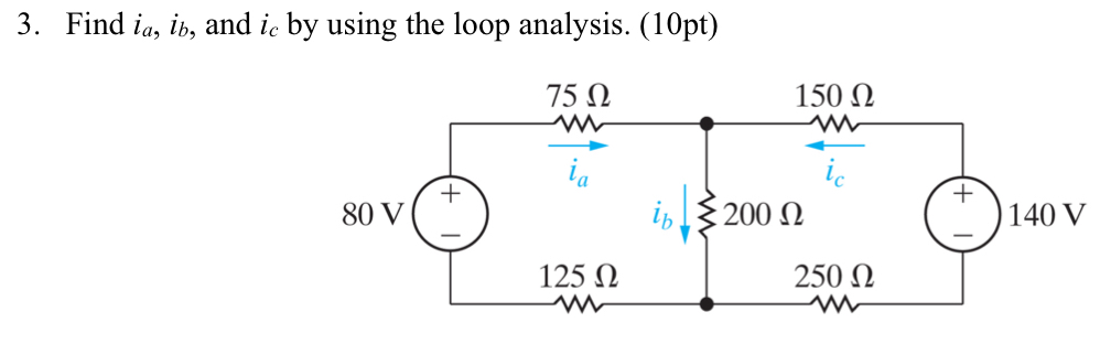 Solved Find ia,ib, ﻿and ic ﻿by using the loop analysis. | Chegg.com