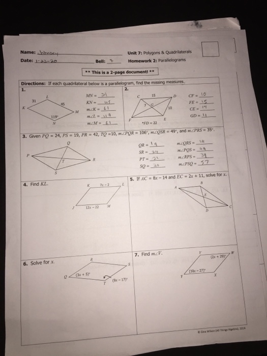Unit 7 Polygons And Quadrilaterals Answers : Naming ...