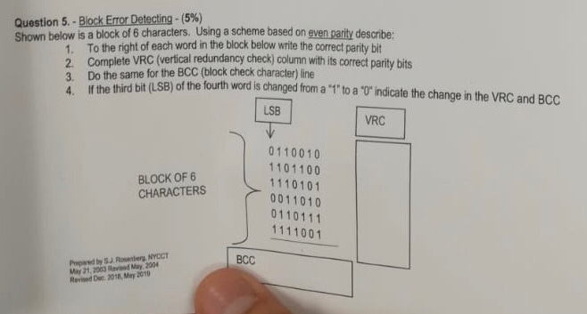 End Block Check Example Solved Question 5. -Block Error Detecting - (5%) Shown below | Chegg.com