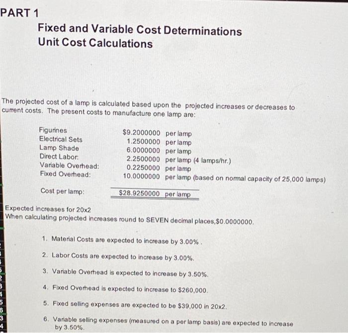 Solved PART 1 Fixed and Variable Cost Determinations Unit