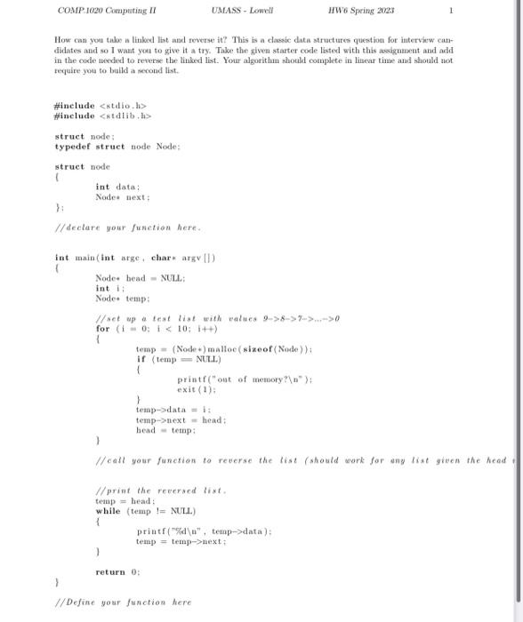Solved Hon can you tuke is linkod list and reverse it? This | Chegg.com