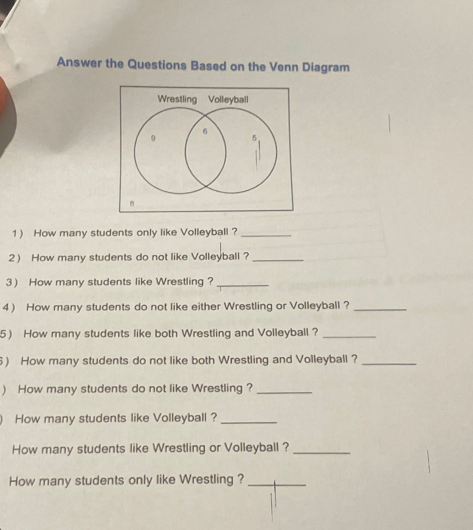 Solved Answer The Questions Based On The Venn Diagram How Chegg