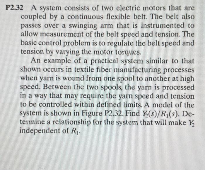 Solved P2.32 A system consists of two electric motors that | Chegg.com