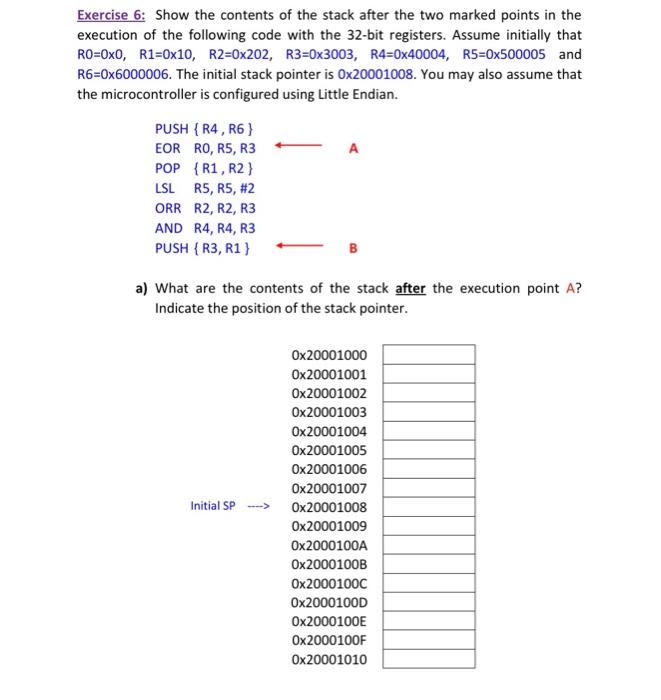 Exercise 6: Show The Contents Of The Stack After The | Chegg.com