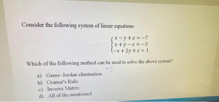 Solved Consider the following system of linear equations (x | Chegg.com
