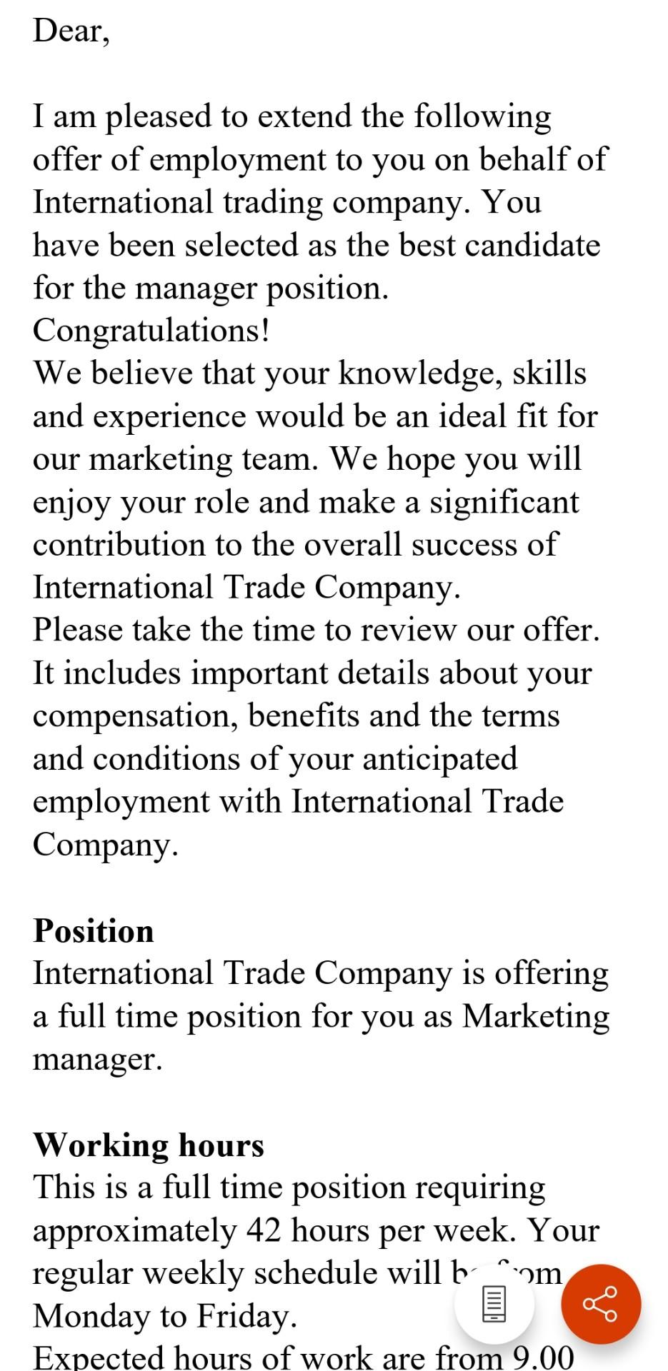 Solved There is a job offer given to you in the attachment 