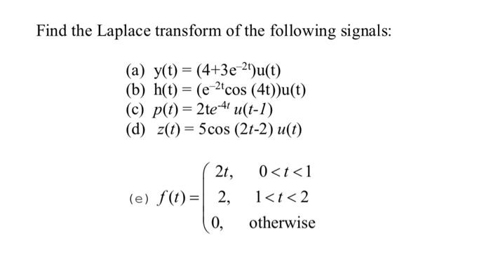 Solved Find The Laplace Transform Of The Following Signal Chegg Com