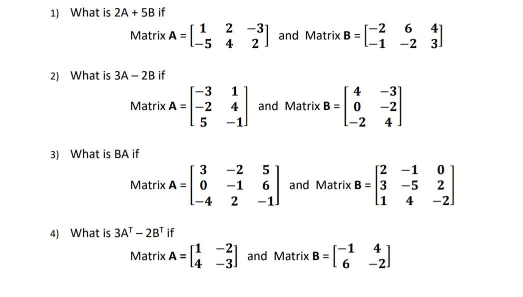 if matrix a 5a b 3 2